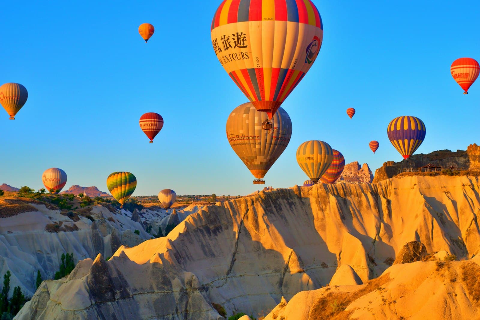 Hot-air balloons over Cappadocia in Turkey